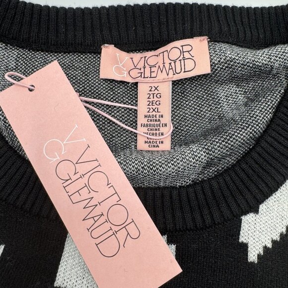 VG by Victor Glemaud Women's Plus Ribbed Waist Patterned Knit Sweater Dress 2X - Picture 3 of 7